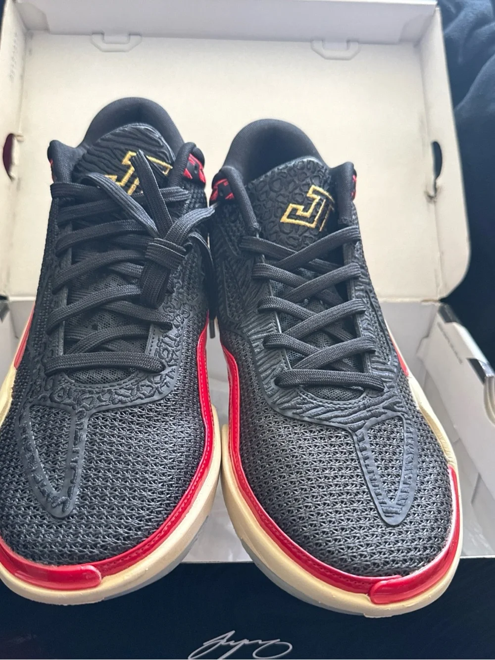 Jason Tatum signature basket shoe Men's Basketball Shoes - Black / Red / Cream